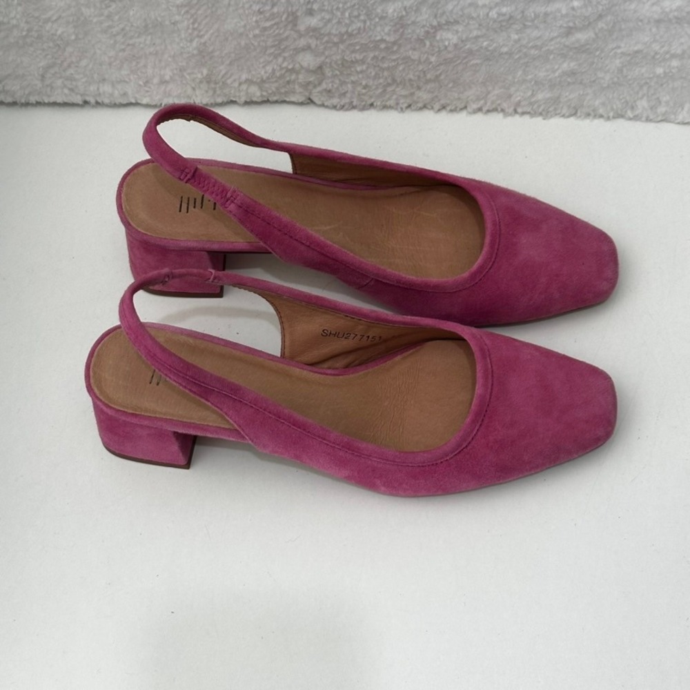 J. Jill Pink Suede Slingback Block Heel Pumps Womens 10 - Picture 2 of 13